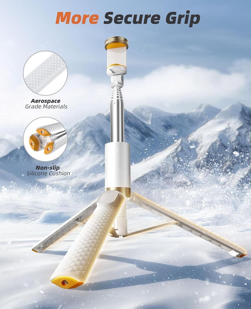 Vimose 62" Phone Tripod & Selfie Stick, Tripod for iPhone with Remote, All-in-1 Cell Phone Stand, Portable, Lightweight Extendable for Selfies Video Recording Vlog, Compatible with iPhone Android - White - Image 4